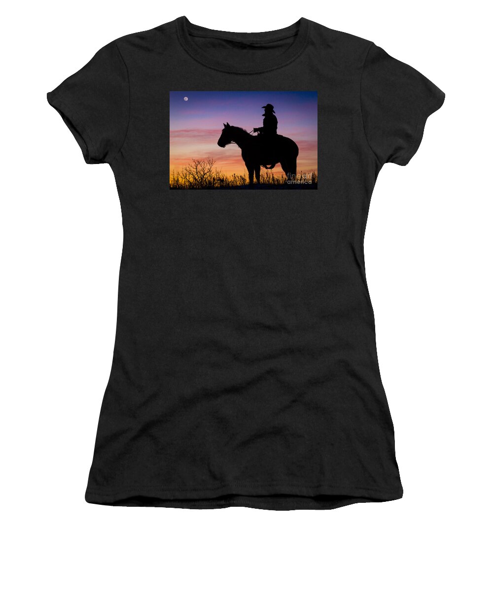 America Women's T-Shirt featuring the photograph Moon on the Range by Inge Johnsson