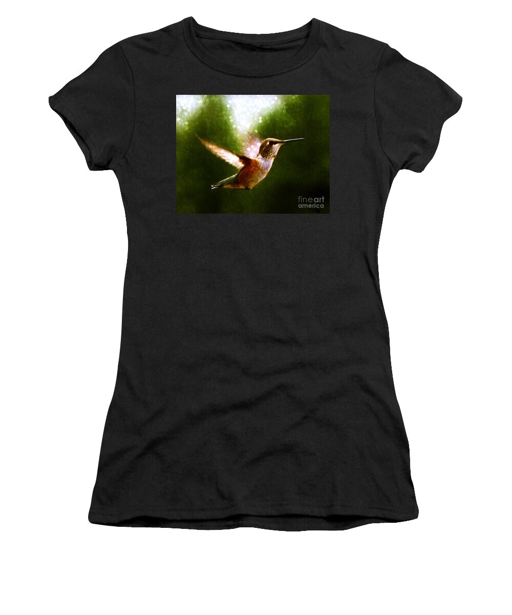 Wall Women's T-Shirt featuring the painting Moonlit Iridescence by Barbara Chichester