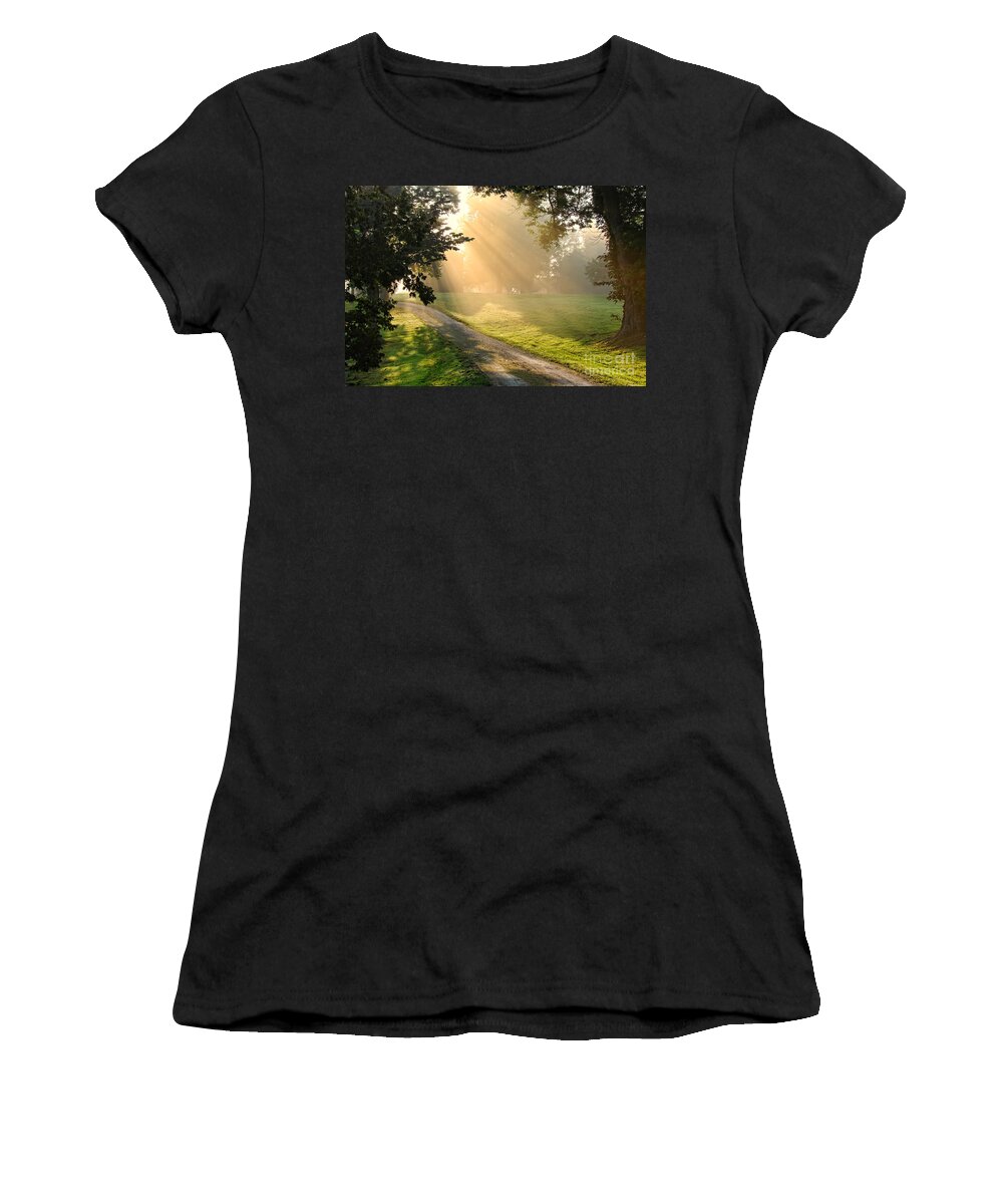 Country Women's T-Shirt featuring the photograph Morning on Country Road by Olivier Le Queinec