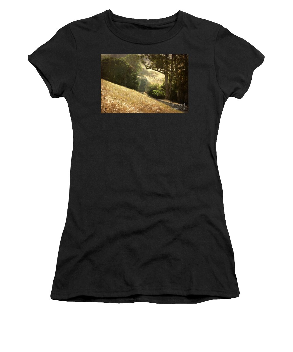 Golden Women's T-Shirt featuring the photograph Morning Walk by Ellen Cotton