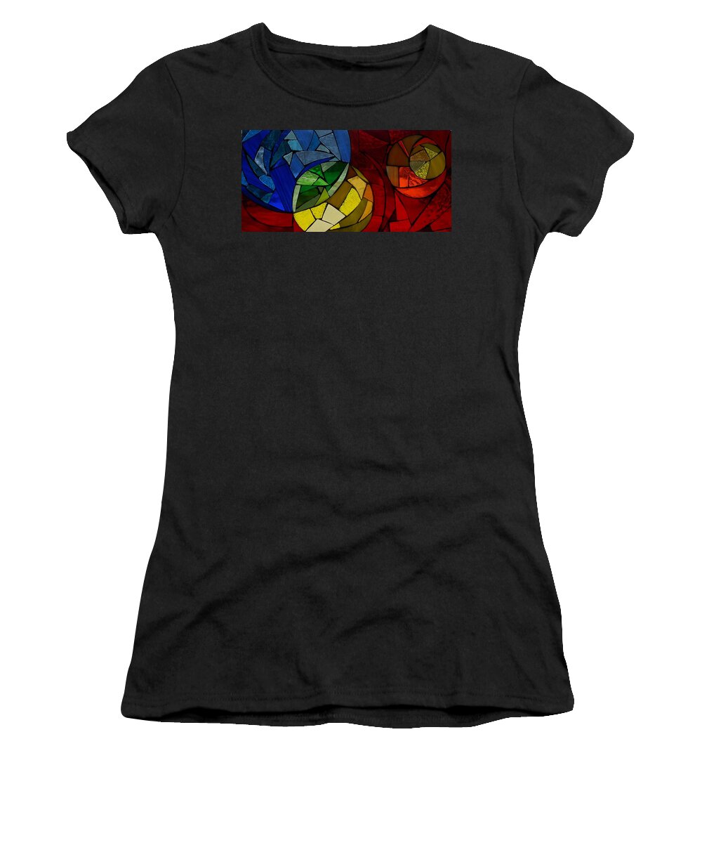 Round Women's T-Shirt featuring the glass art Mosaic stained glass - Play by Catherine Van Der Woerd