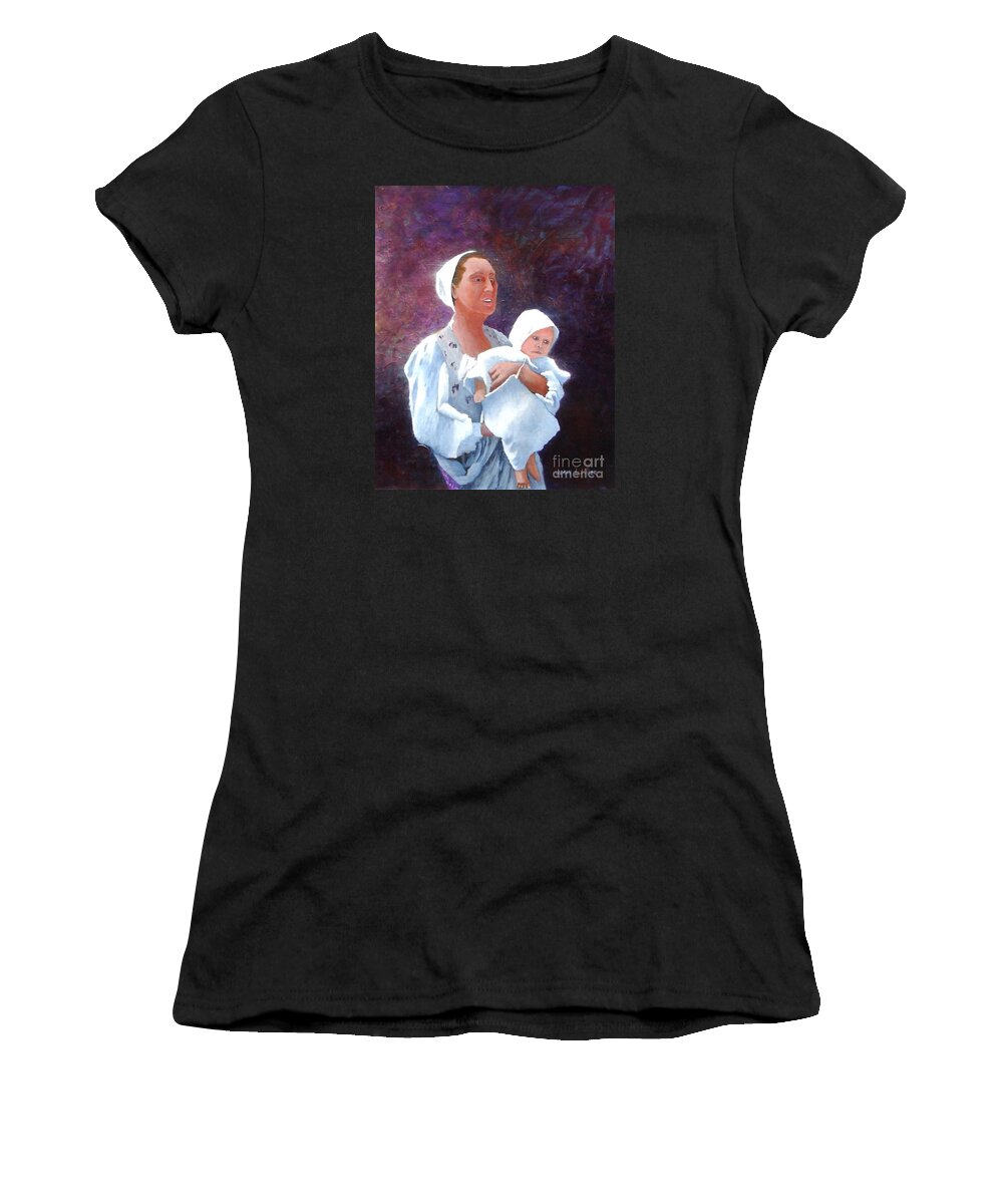 Portrait Women's T-Shirt featuring the painting Mother and Child by Jerry Walker