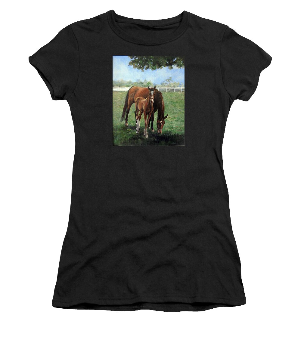 Nature Women's T-Shirt featuring the painting Mother and Colt by Donna Tucker