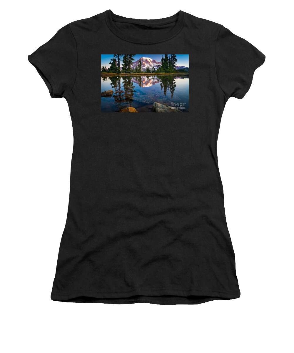 America Women's T-Shirt featuring the photograph Mount Rainier Tarn by Inge Johnsson