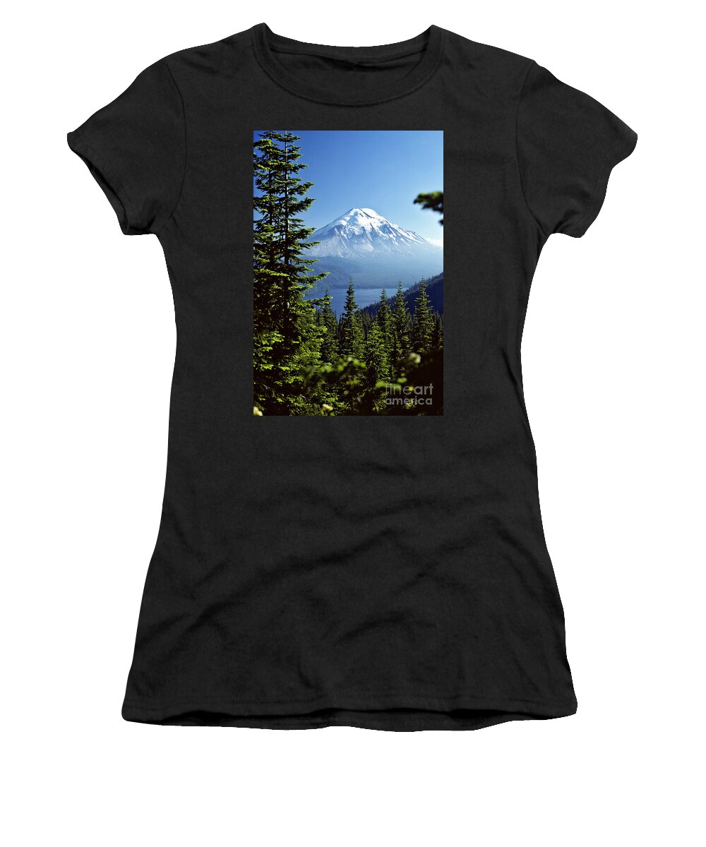 Mount St. Helens Women's T-Shirt featuring the photograph Mount St. Helens And Spirit Lake by Thomas & Pat Leeson