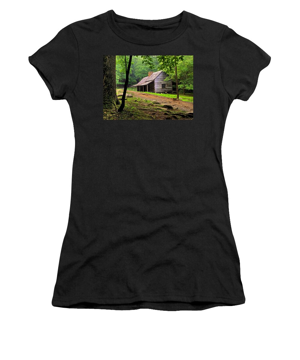 Rustic Women's T-Shirt featuring the photograph Mountain Hideaway by Frozen in Time Fine Art Photography