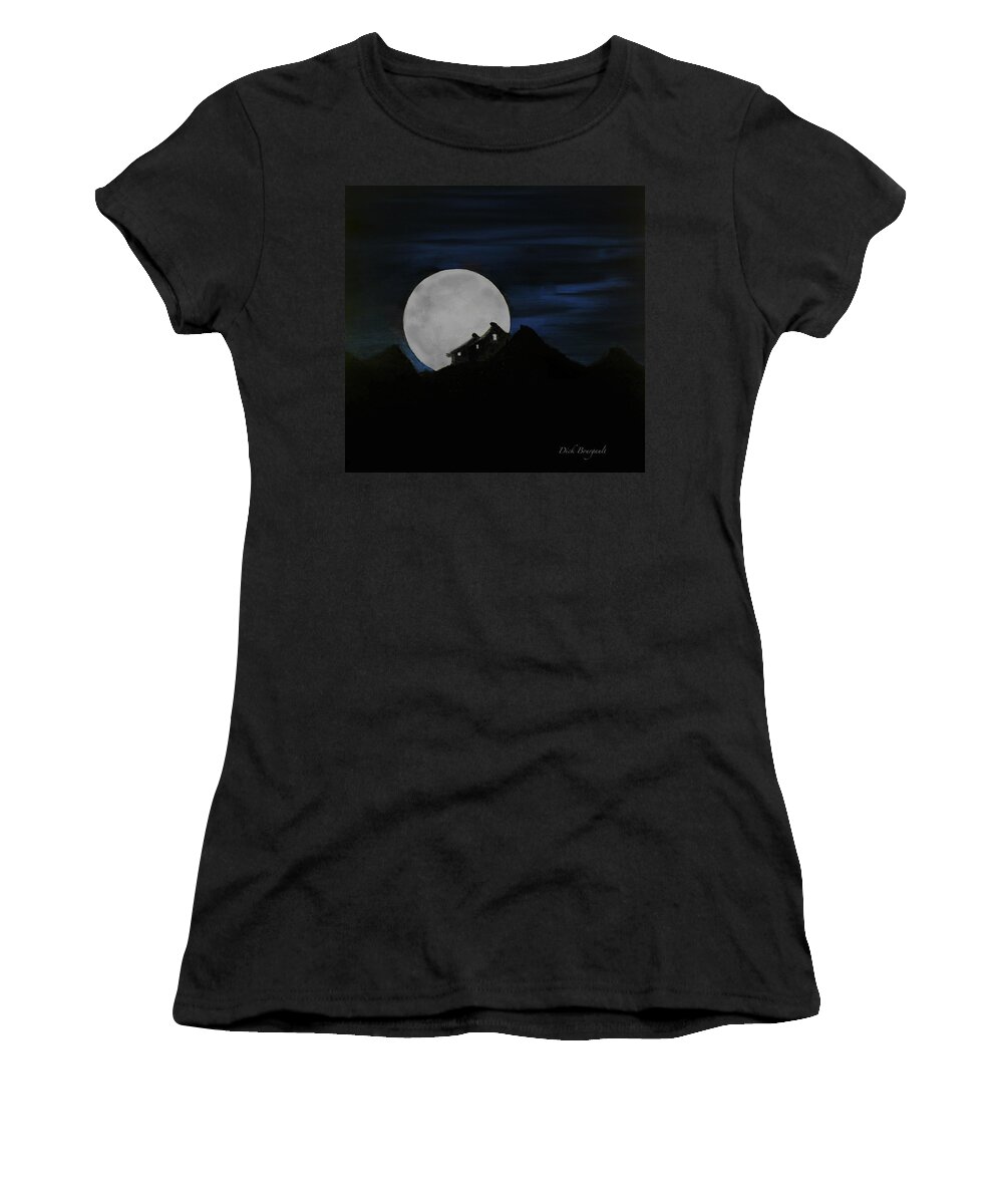 Dark Women's T-Shirt featuring the painting Mountain Monastery by Dick Bourgault