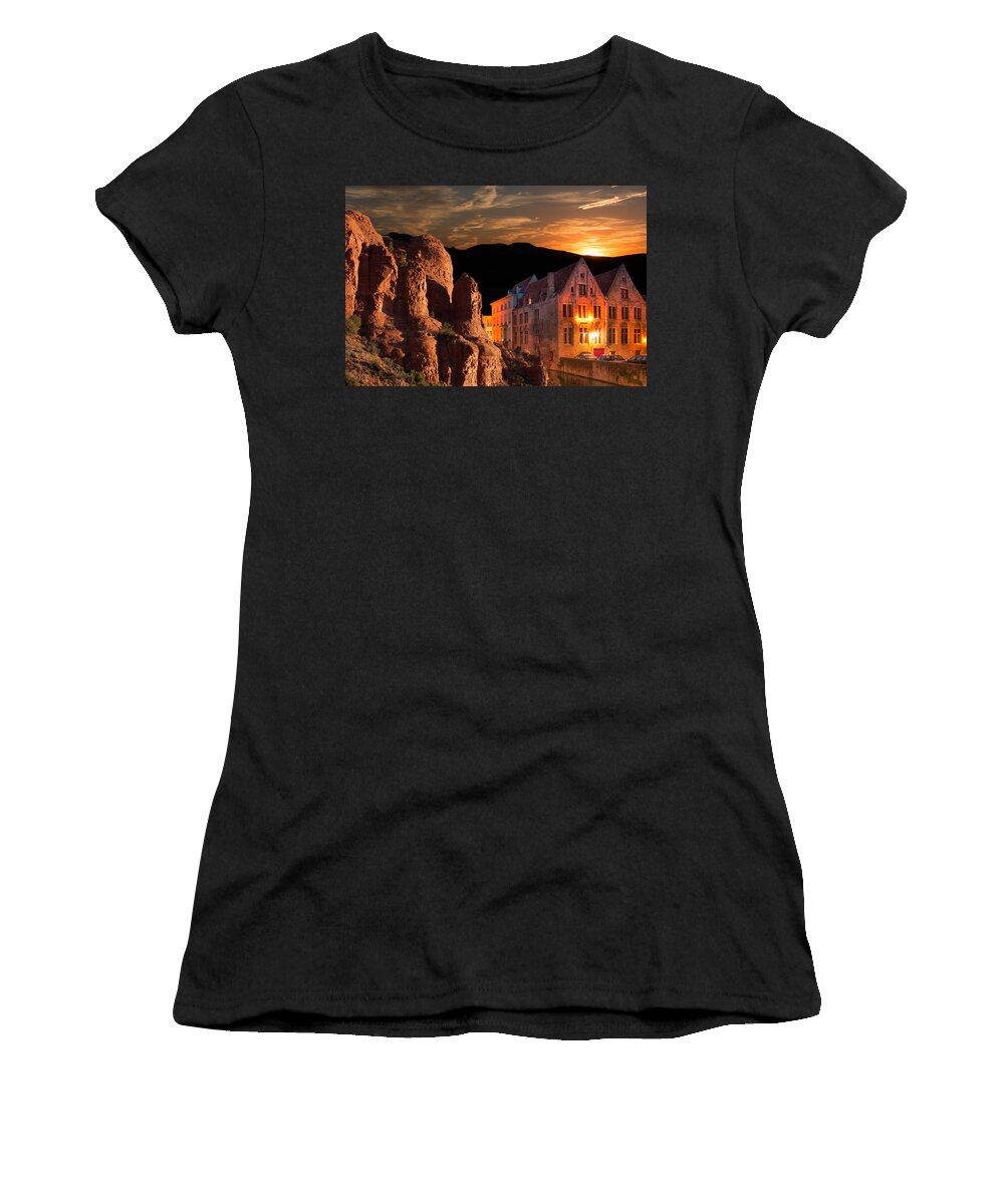 Fred Larson Women's T-Shirt featuring the photograph Mountain Sunset by Fred Larson