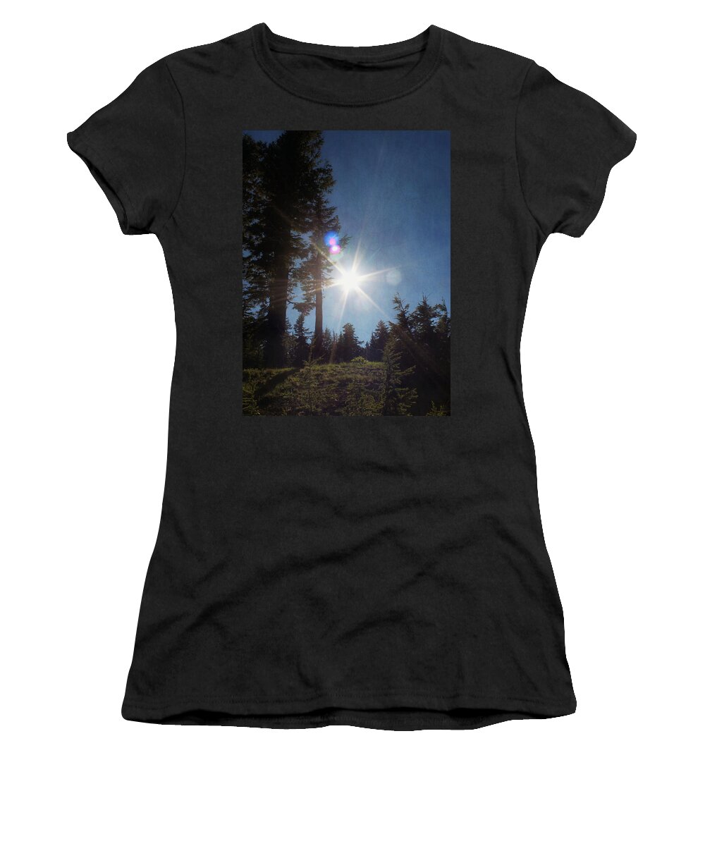 Crater Lake Women's T-Shirt featuring the photograph Mountainside Sunburst by Melanie Lankford Photography