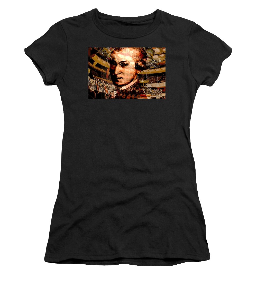 Classical Music Women's T-Shirt featuring the digital art Mozart Hears Mozart by John Vincent Palozzi