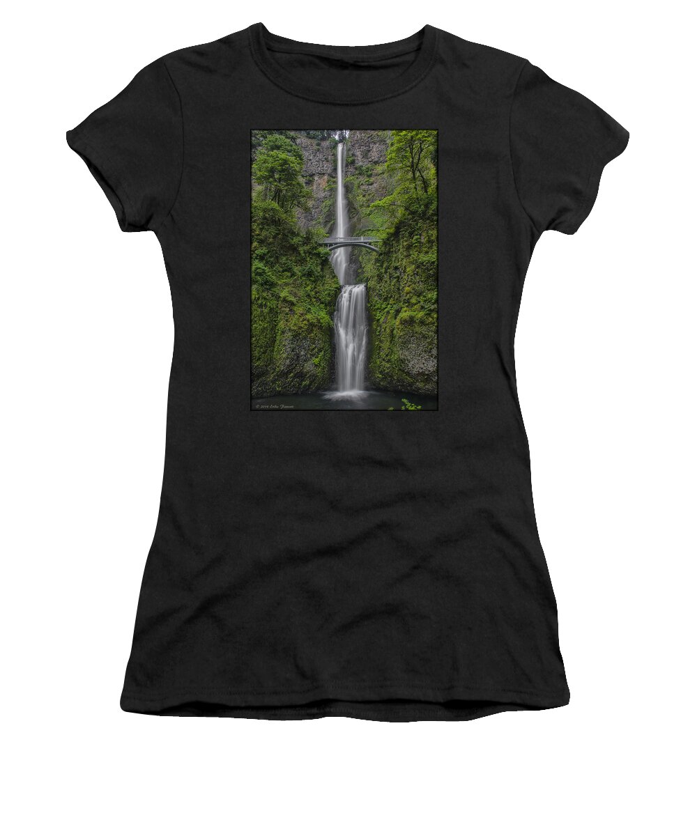 Waterfall Women's T-Shirt featuring the photograph Multnomah Falls by Erika Fawcett