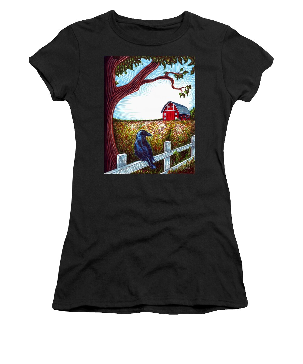 Crow Women's T-Shirt featuring the drawing 'Murder of Crows'- Cover Idea by Samantha Geernaert