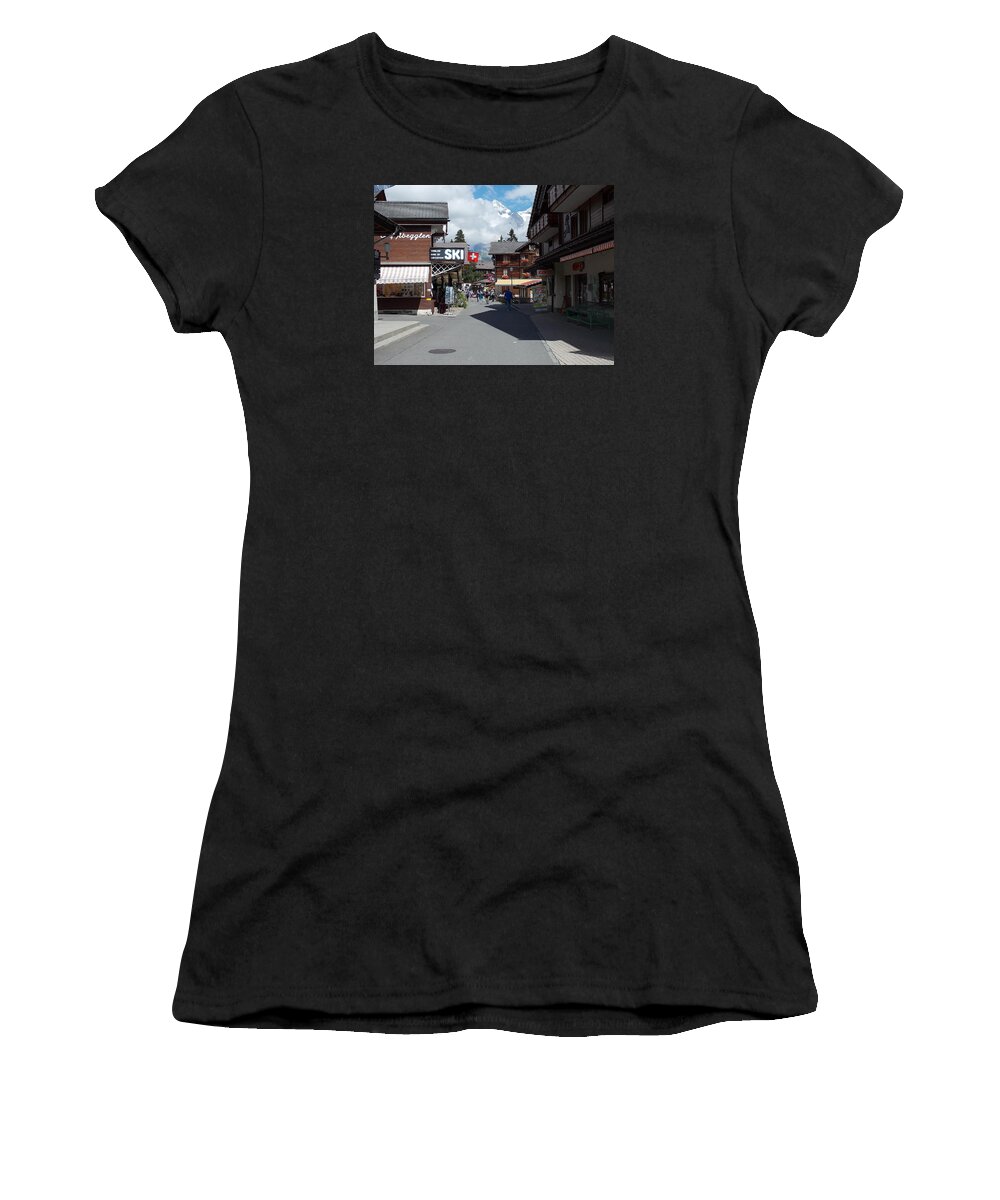 Murren Women's T-Shirt featuring the photograph Murren Switzerland by Nina Kindred