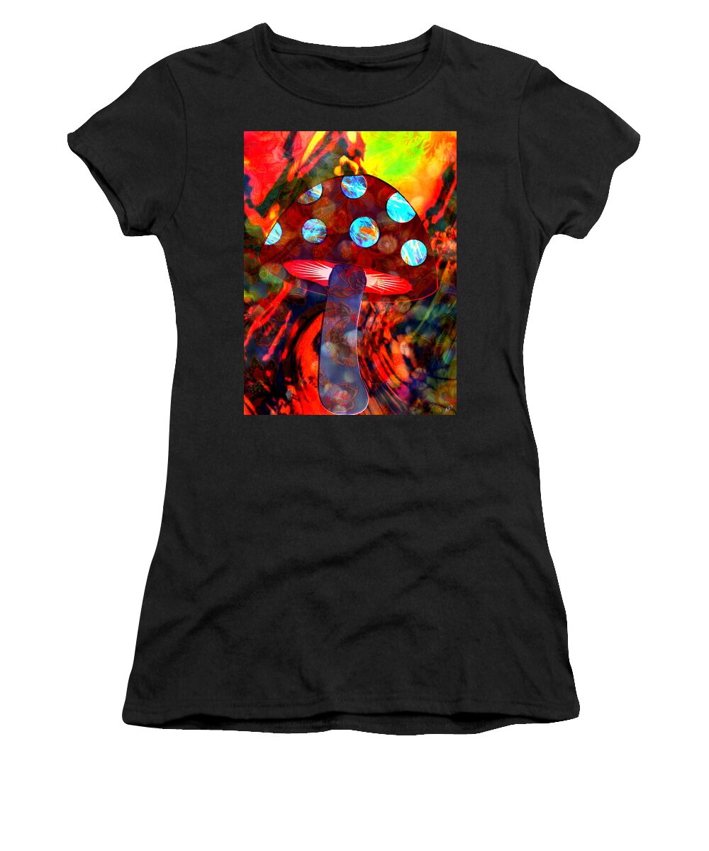 Psychedelic Women's T-Shirt featuring the mixed media Mushroom Delight by Ally White