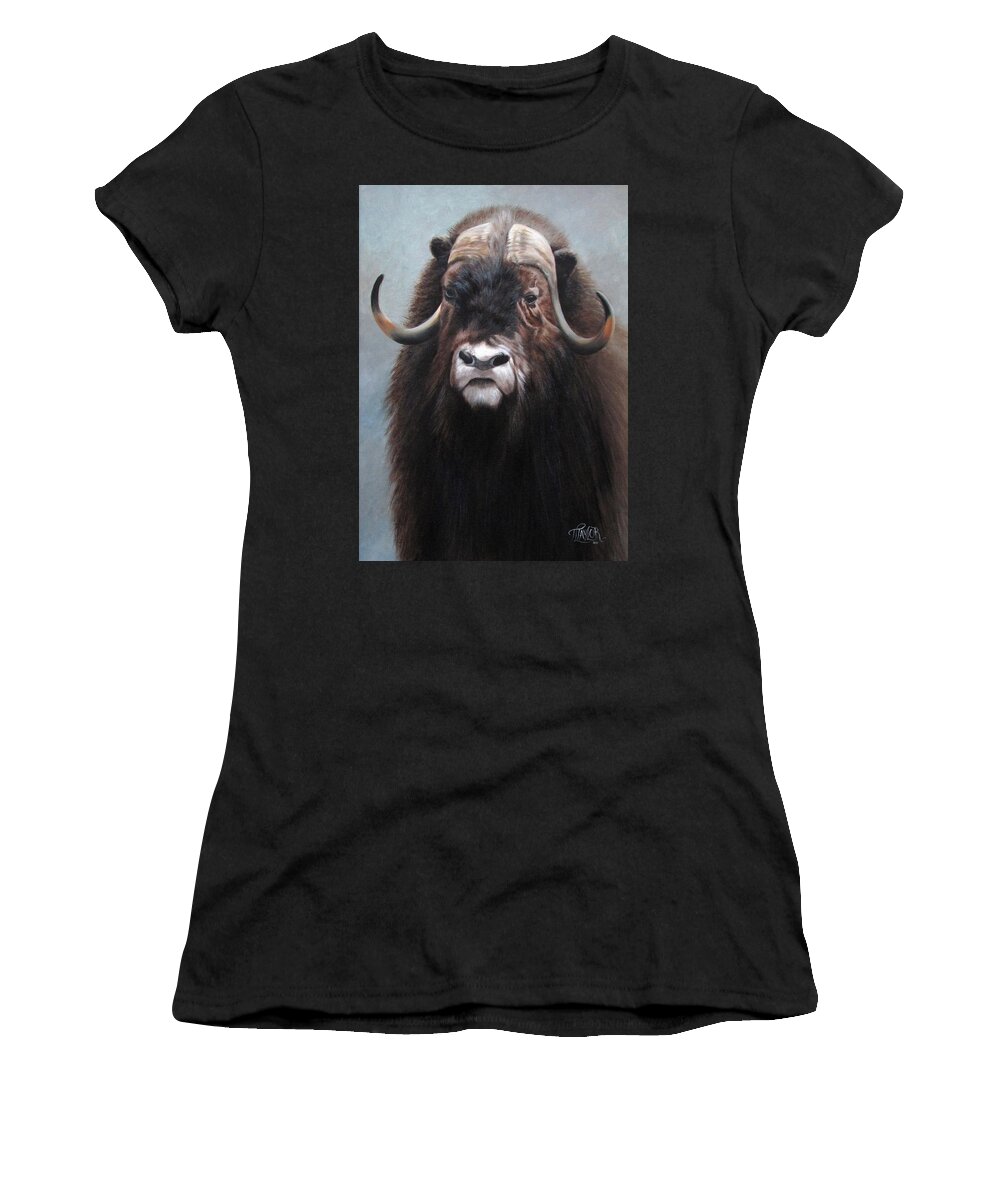 Musk Ox Women's T-Shirt featuring the painting Musk Ox by Tammy Taylor