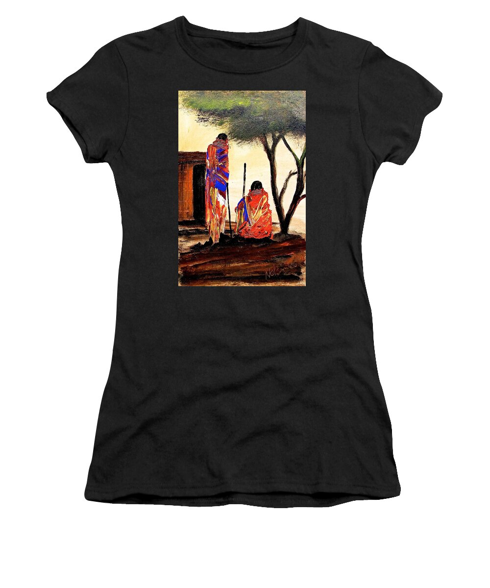 John Ndambo Women's T-Shirt featuring the painting N 87 by John Ndambo