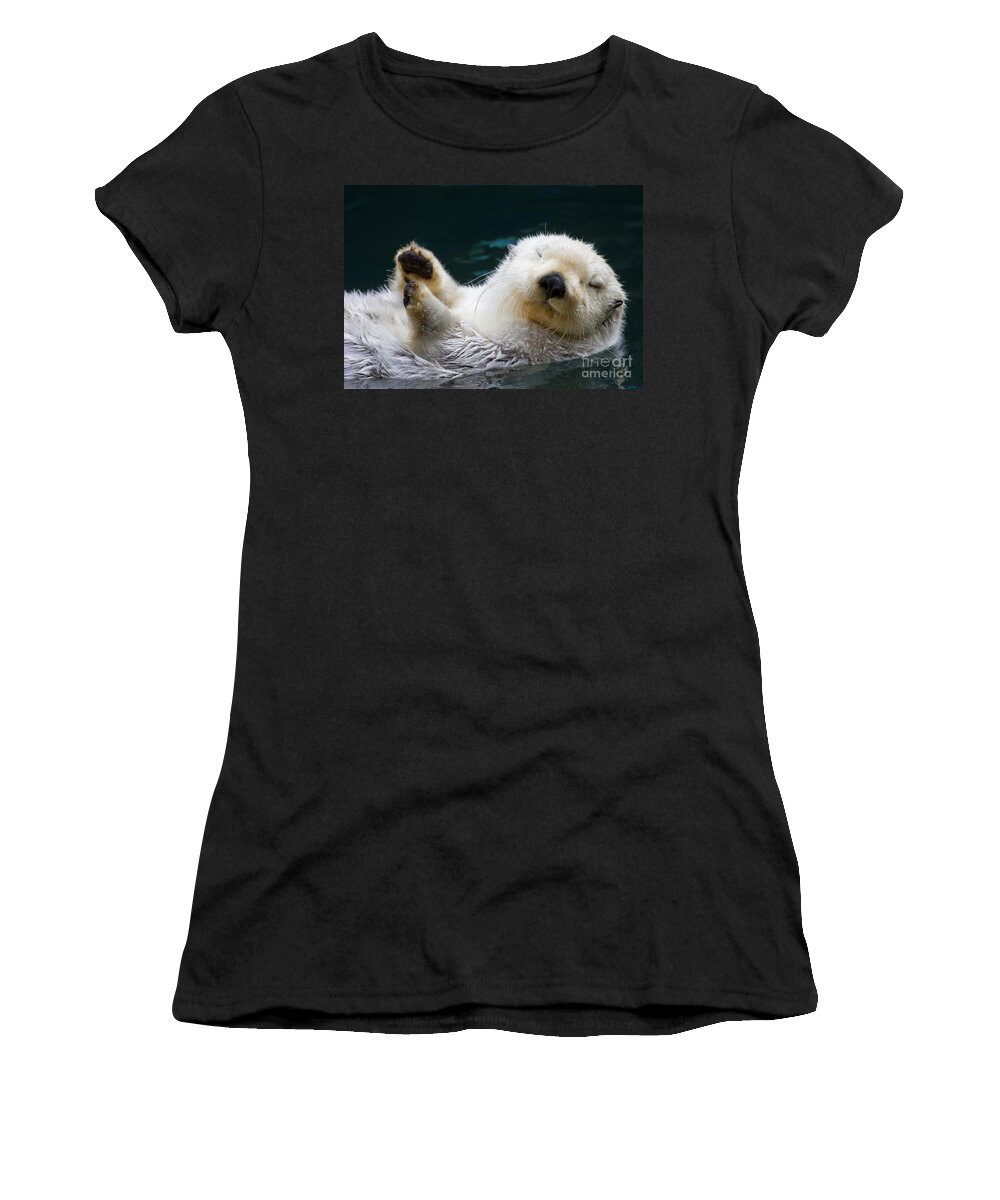 Otter Women's T-Shirt featuring the photograph Napping on the Water by Michael Dawson