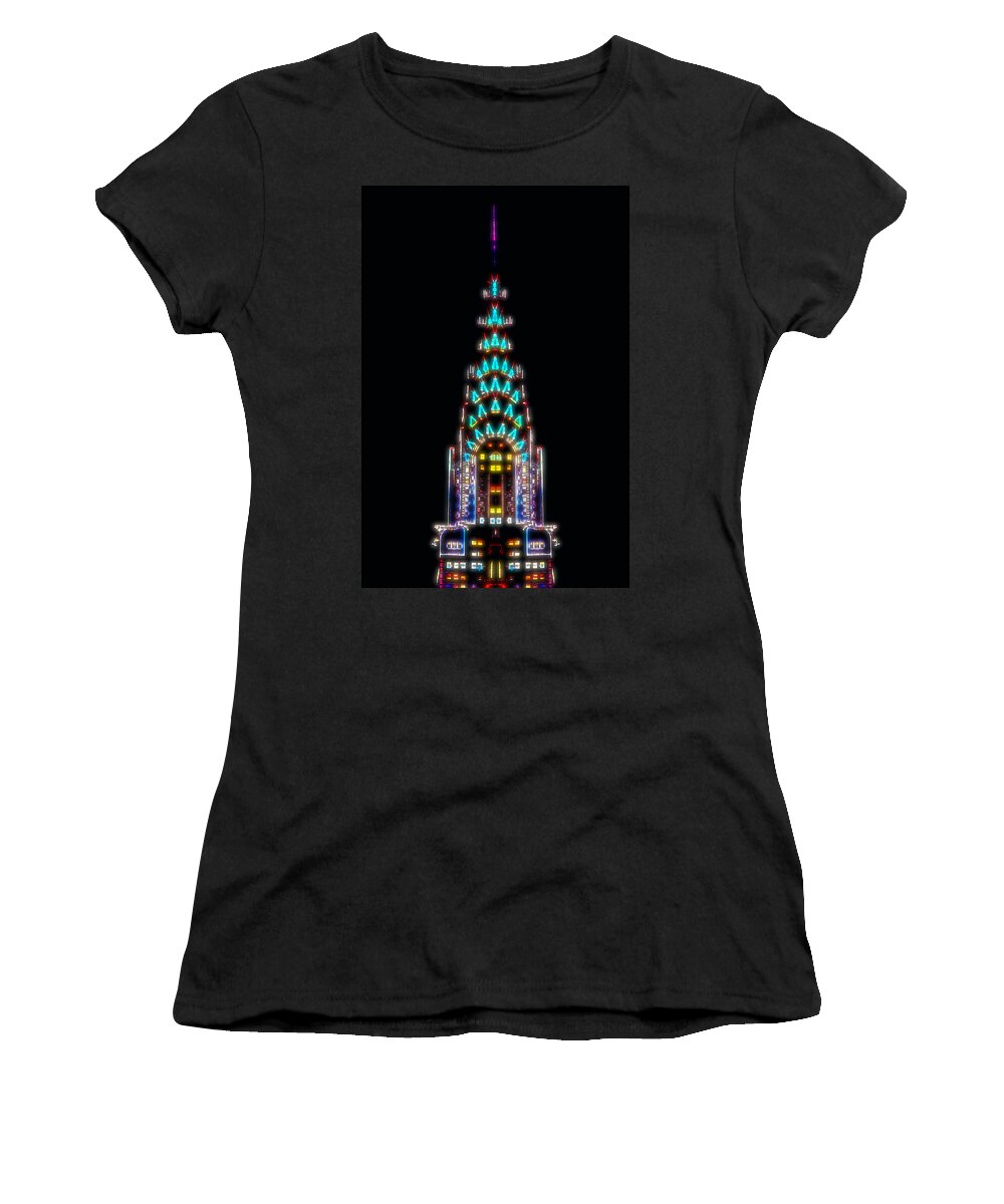 New York City Women's T-Shirt featuring the digital art Neon Spires by Az Jackson