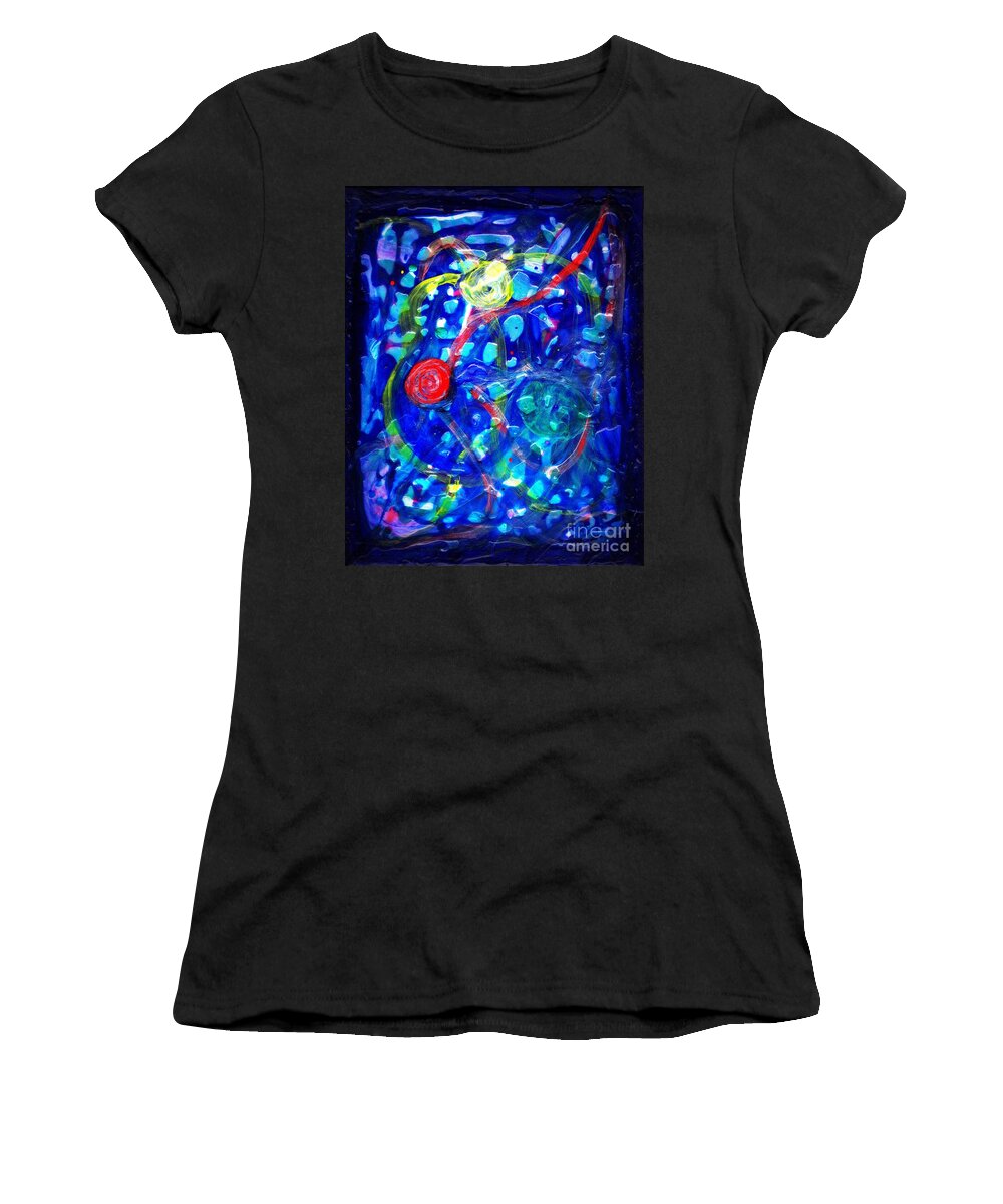 Colorful Abstract Women's T-Shirt featuring the painting NeuroSoulNetwork with digital manipulation by Craig Imig