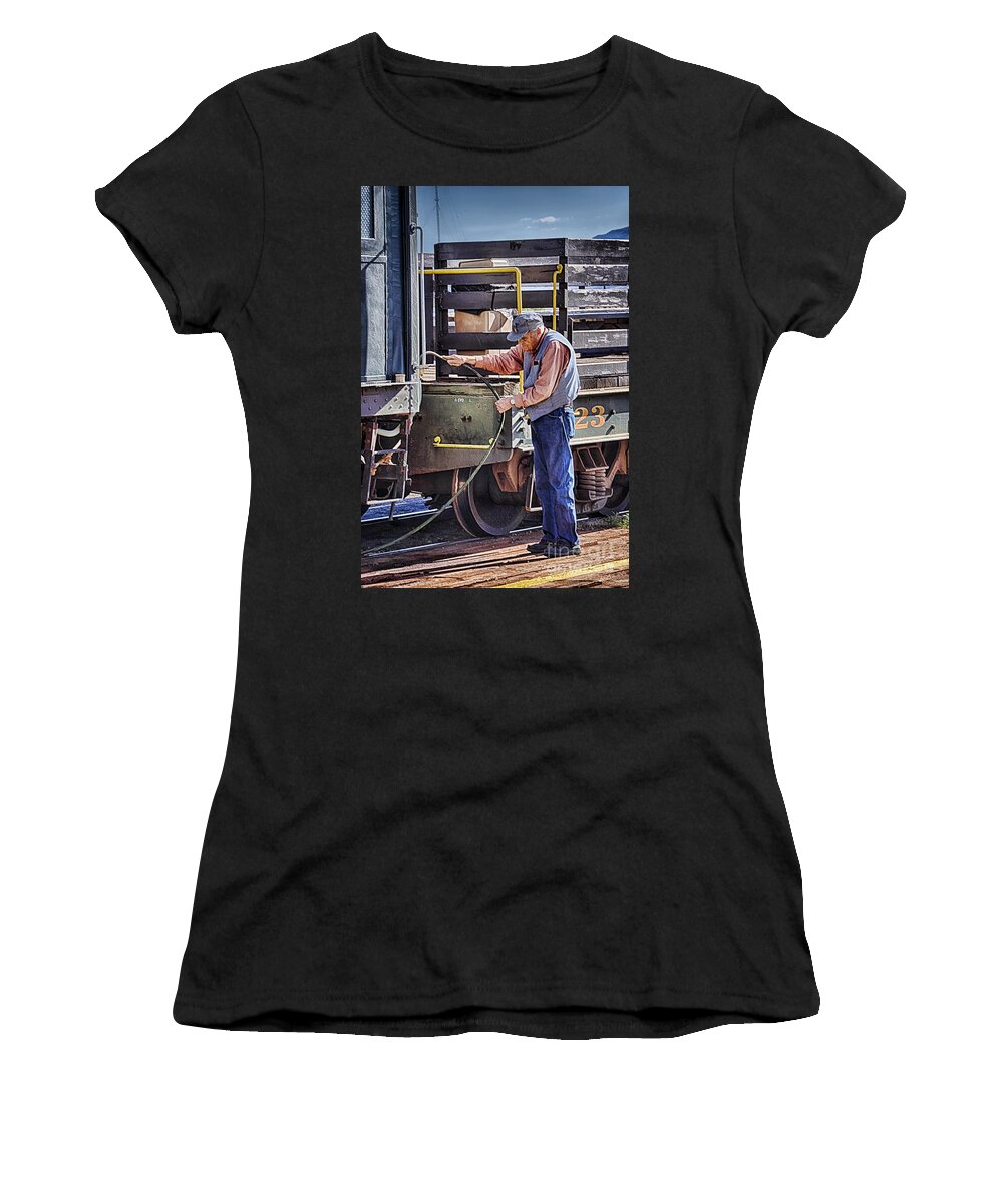 Nevada Northern Railway Of Ely Women's T-Shirt featuring the photograph Nevada Northern Railway of Ely by Priscilla Burgers