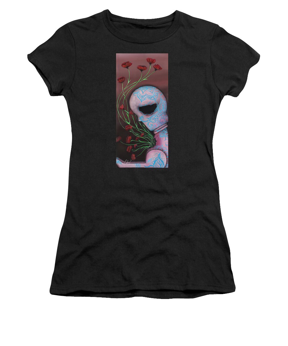 Day Of The Dead Women's T-Shirt featuring the painting New Life by Abril Andrade