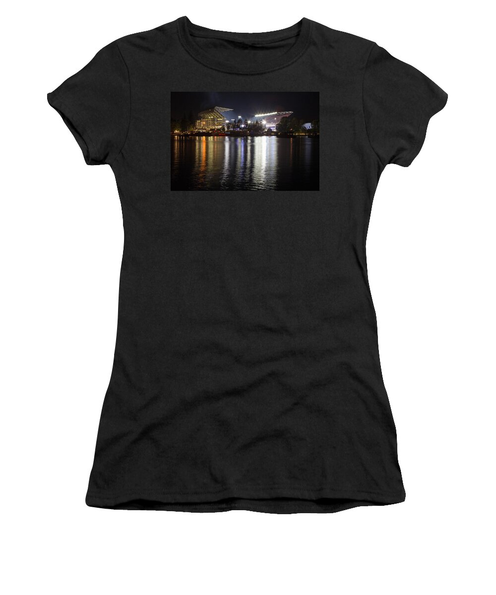 Husky Stadium Women's T-Shirt featuring the photograph New Husky Stadium Reflection by Max Waugh