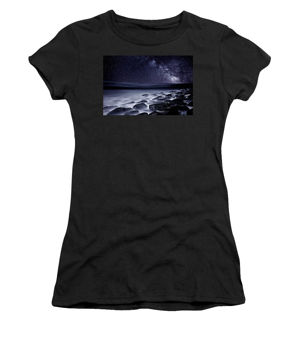 Rocks Women's T-Shirt featuring the photograph Night shadows by Jorge Maia