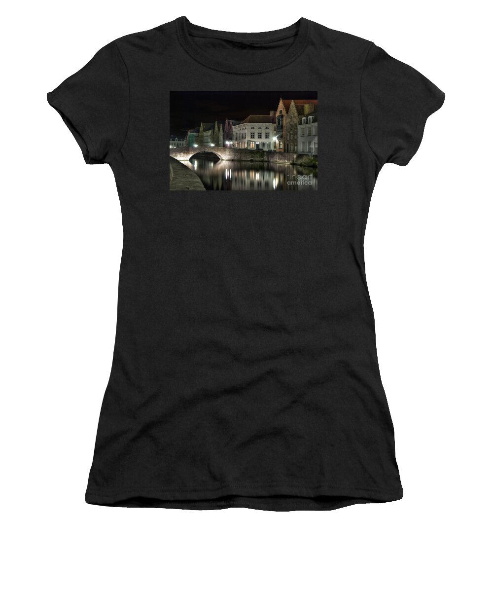 Architecture Women's T-Shirt featuring the photograph Night Time on the Canal by Juli Scalzi