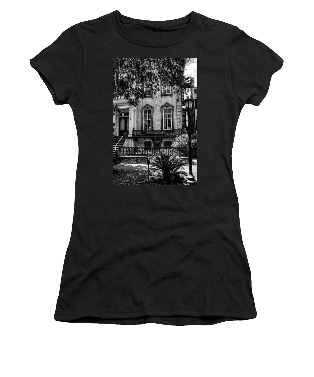 Noble Hardee House Women's T-Shirt featuring the photograph Noble Hardee House in Black and White by Greg and Chrystal Mimbs