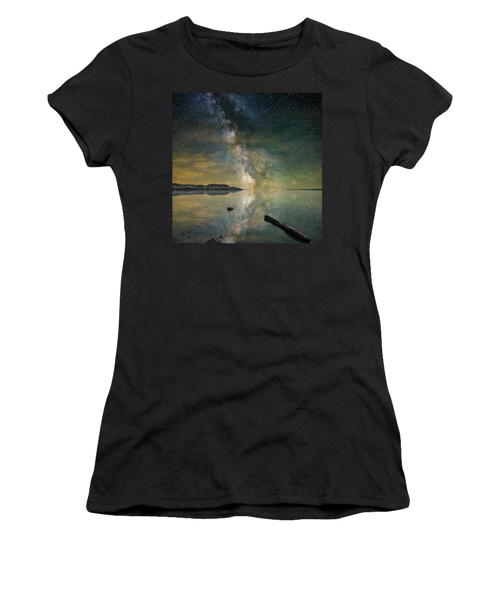 Milkyway Women's T-Shirt featuring the photograph North Bend Milky Way by Aaron J Groen