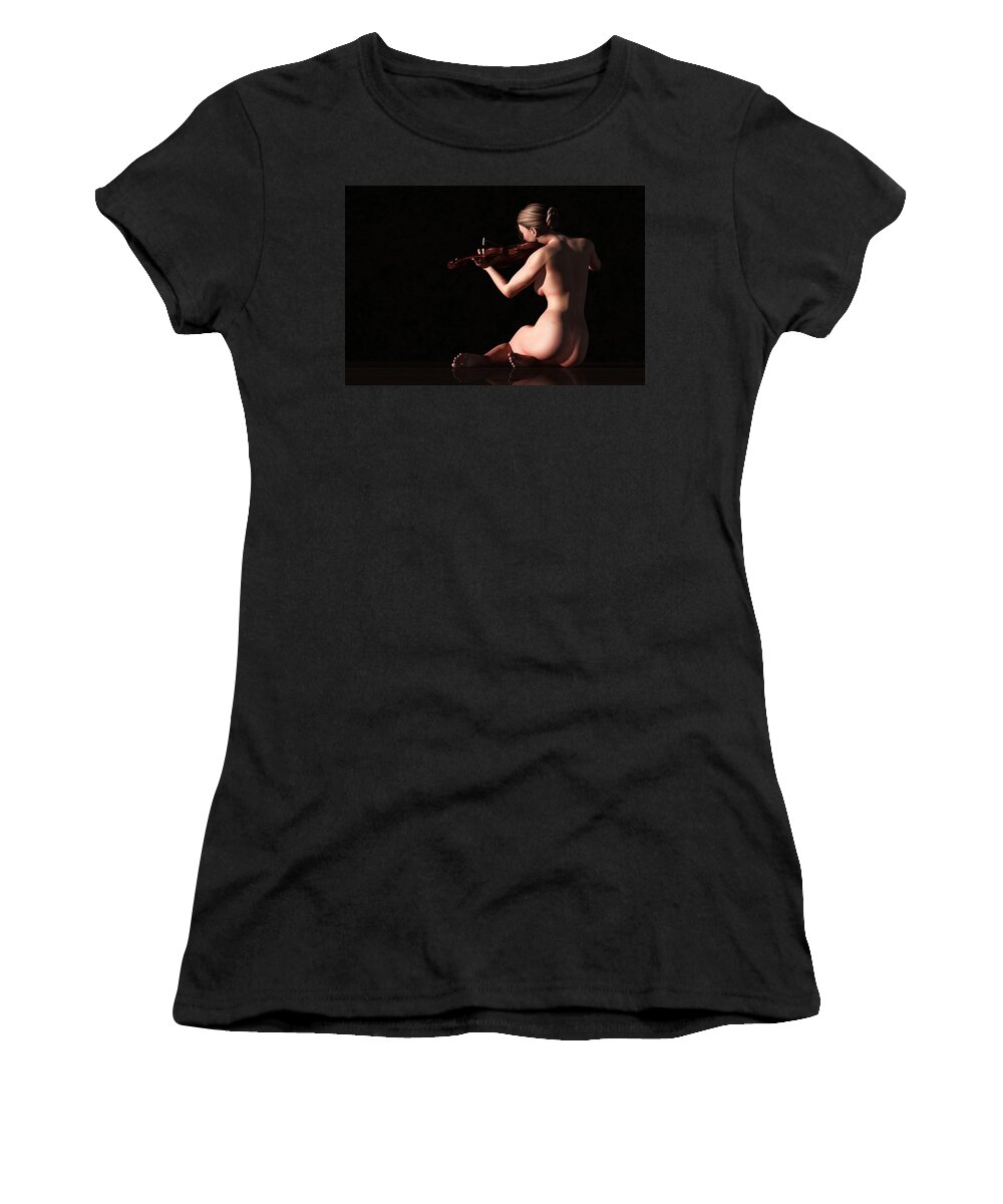 Violin Women's T-Shirt featuring the digital art Nude Violin Player by Kaylee Mason