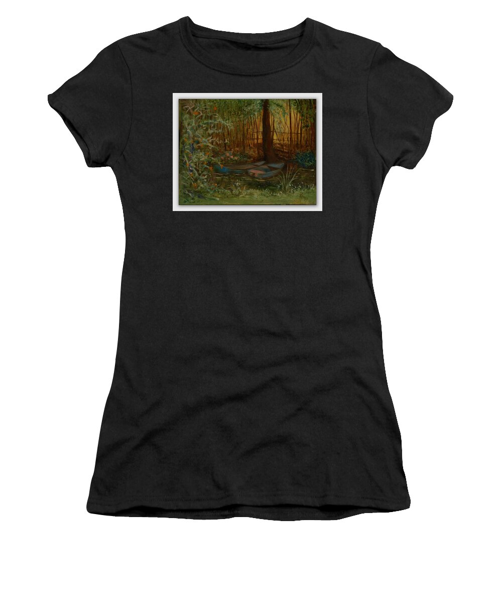  Oil On Canvas Women's T-Shirt featuring the painting On Monet's Pond by Kathy Knopp