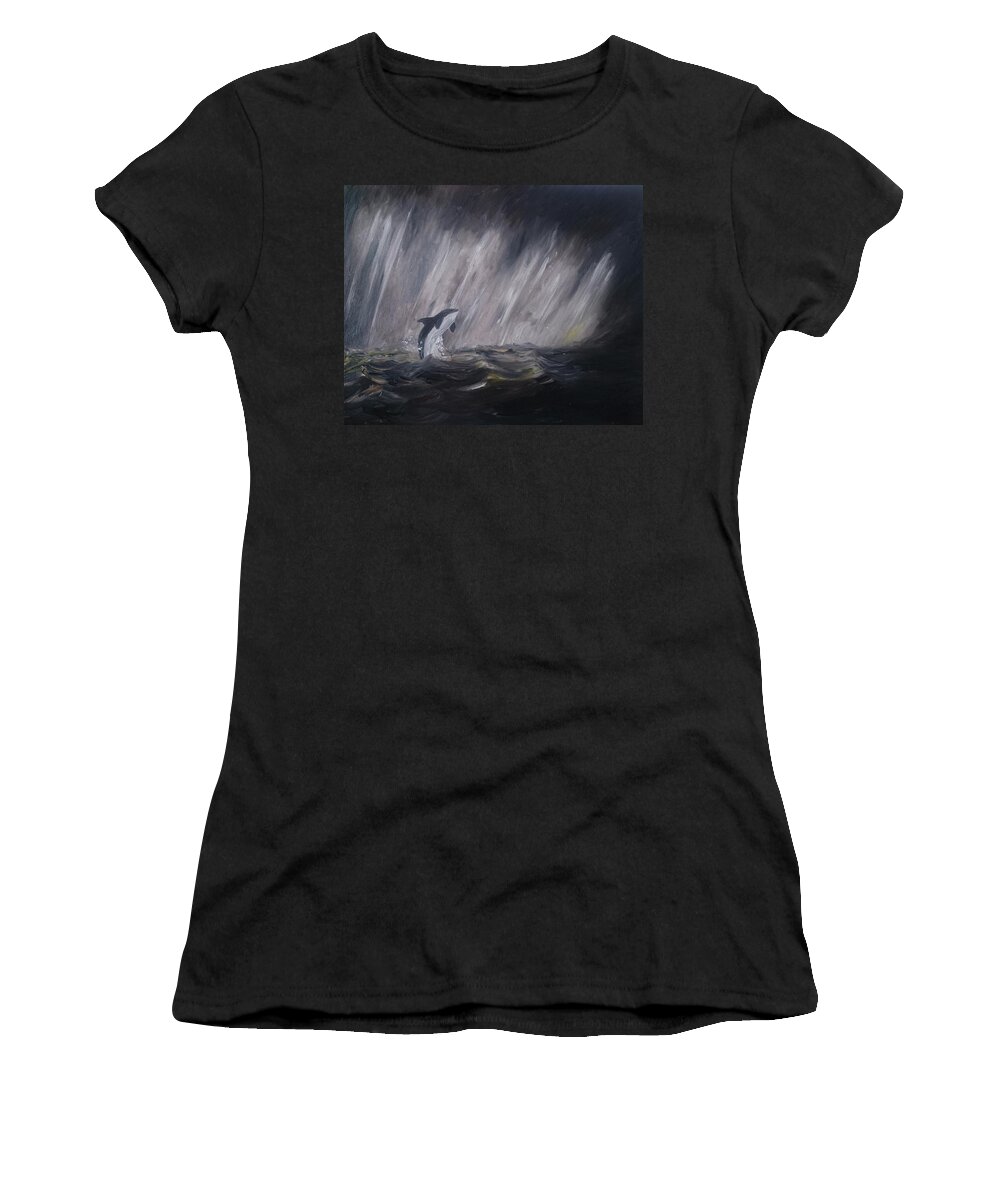 Killer Whale Women's T-Shirt featuring the painting Orca by Abbie Shores