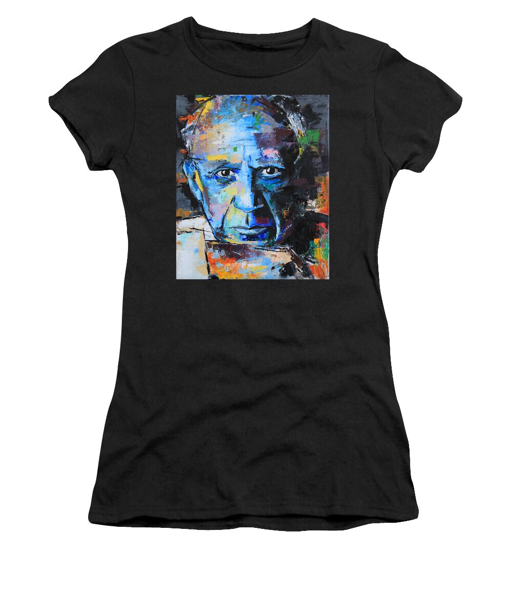 Pablo Picasso Women's T-Shirt featuring the painting Pablo Picasso by Richard Day