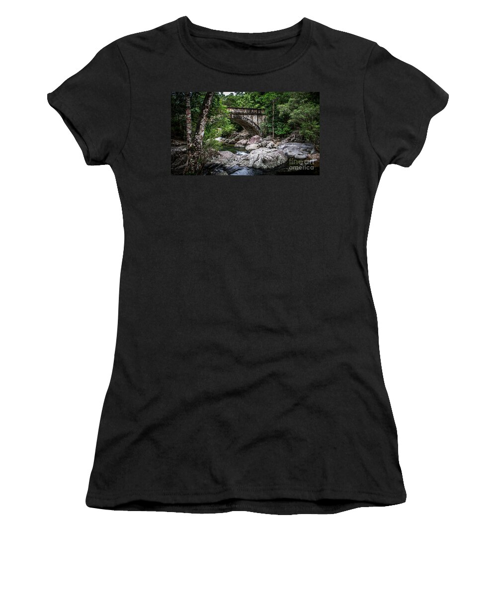 Waterfall. Waterfalls Women's T-Shirt featuring the photograph Paluma Arch Bridge by Perry Webster