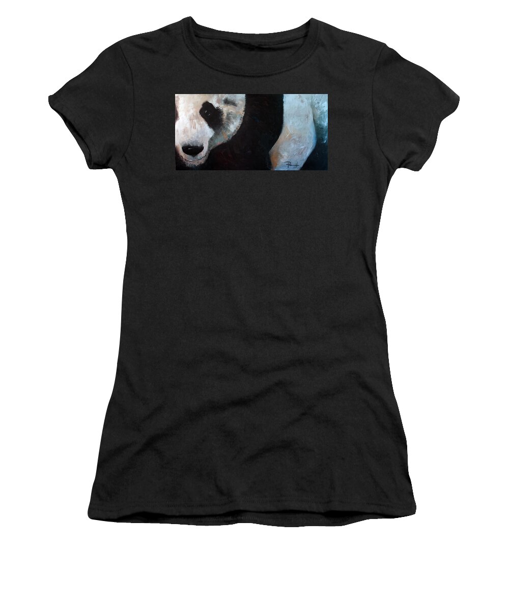 Panda Women's T-Shirt featuring the painting Panda by Sean Parnell