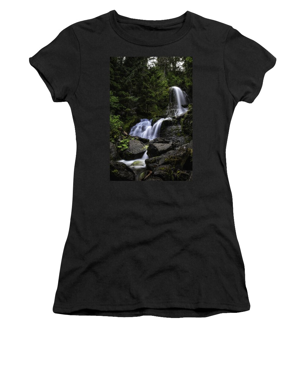 Panther Falls Mt Rainer Women's T-Shirt featuring the photograph Panther Falls by James Heckt