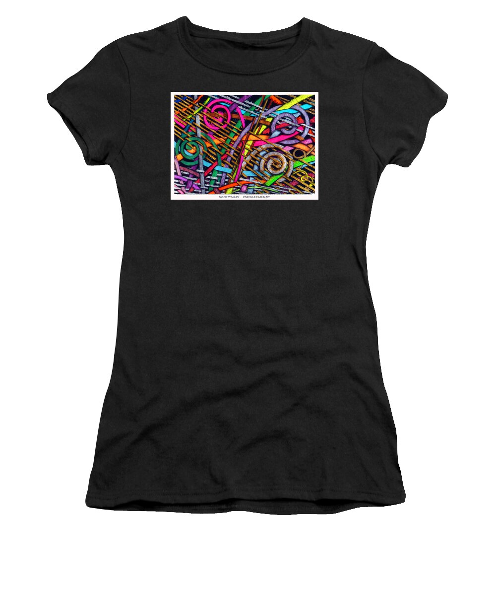 Abstract Women's T-Shirt featuring the painting Particle Track Thirty-Nine by Scott Wallin