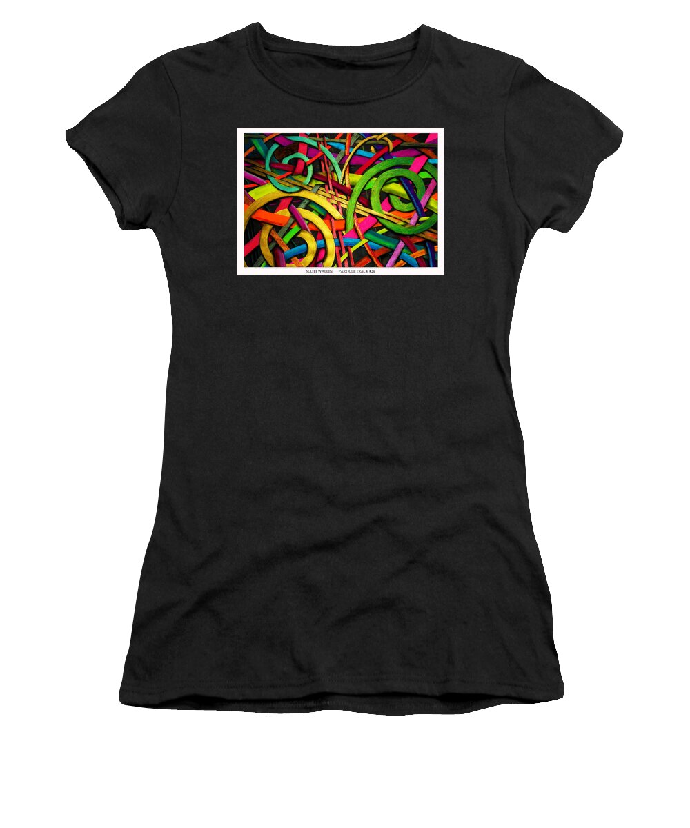 Orange Women's T-Shirt featuring the painting Particle Track Twenty Four by Scott Wallin