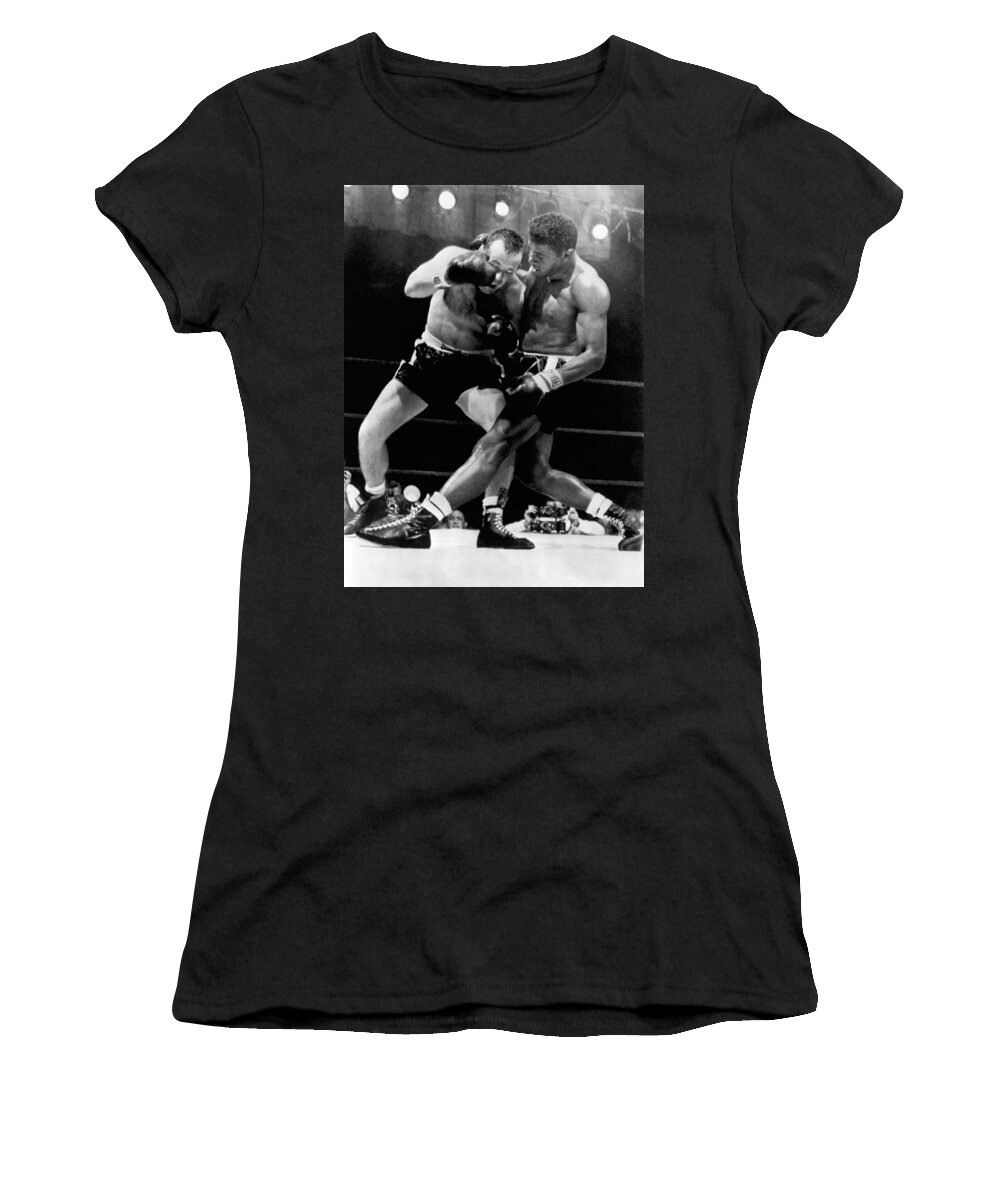 1950s Women's T-Shirt featuring the photograph Patterson And Johansson Boxing by Underwood Archives