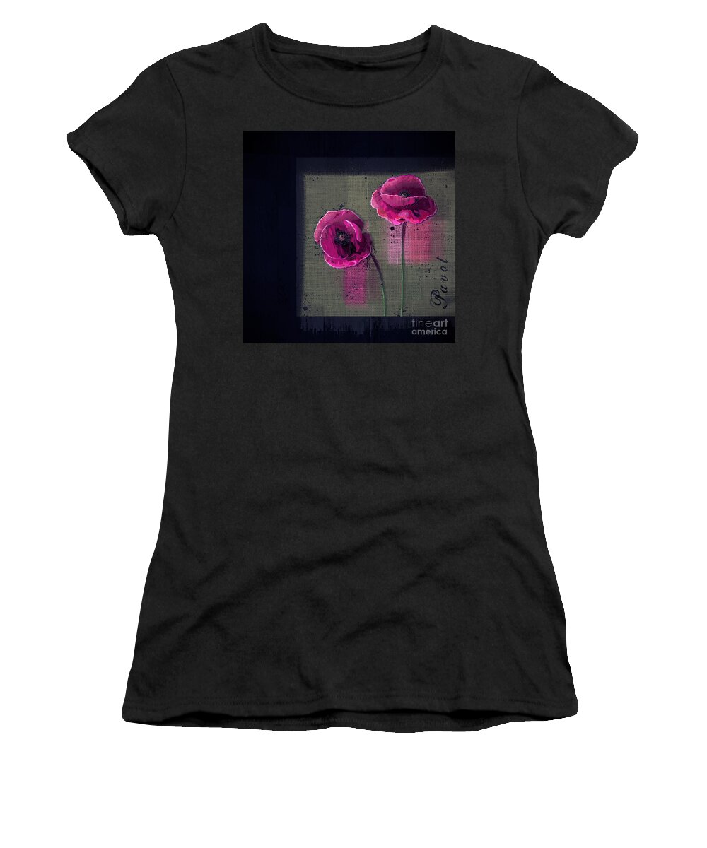 Poppies Women's T-Shirt featuring the digital art Pavot - s1c12j033036161bl1 by Variance Collections