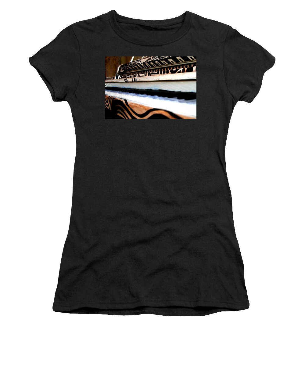 Piano Women's T-Shirt featuring the photograph Piano in the Dark - Music By Diana Sainz by Diana Raquel Sainz