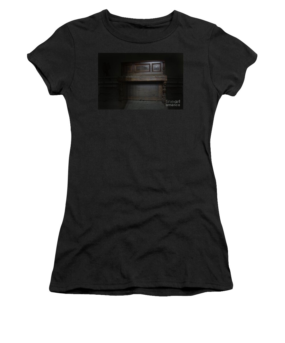 Piano Women's T-Shirt featuring the photograph Piano in the dark by Steev Stamford
