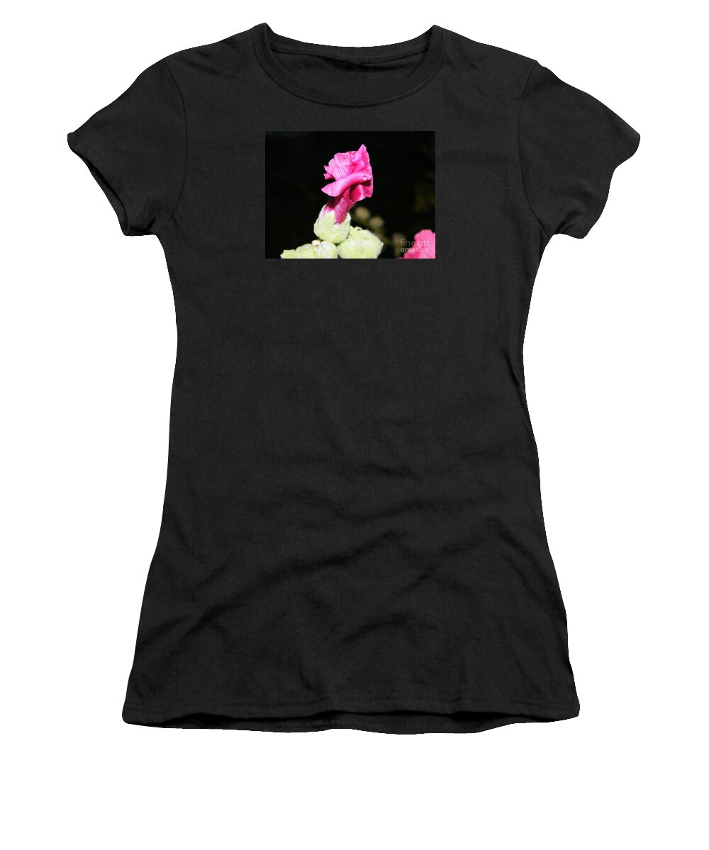 Pink Women's T-Shirt featuring the photograph Pink Hollyhock by Ann E Robson