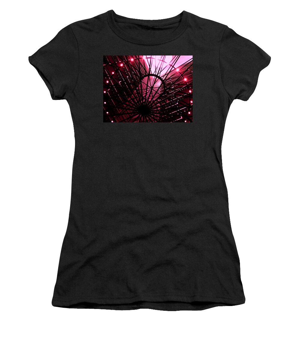 Marriott Marque Hotel Women's T-Shirt featuring the photograph Pink Marriott Marque in Atlanta by Cleaster Cotton