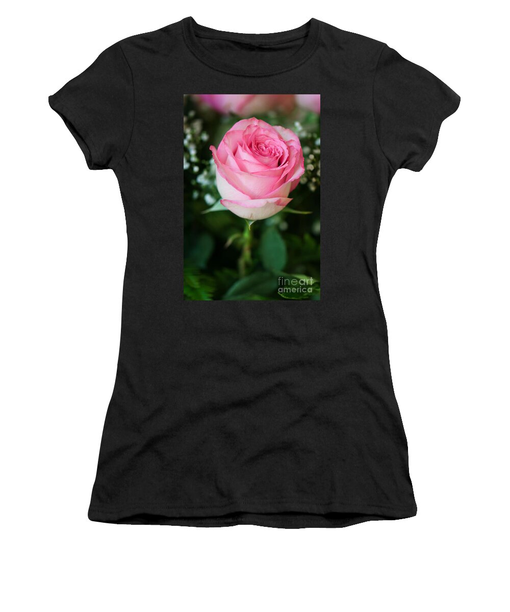 Pink Rose Women's T-Shirt featuring the photograph Pink Rose by Gwen Gibson