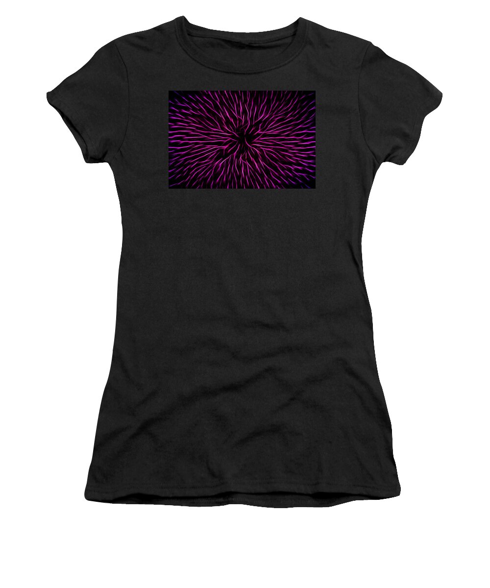 Pink Women's T-Shirt featuring the photograph Pink Fire Flower Abstract by Shelley Neff