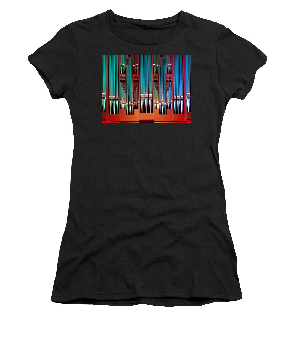 Organ Women's T-Shirt featuring the photograph Piping in the colours by Jenny Setchell