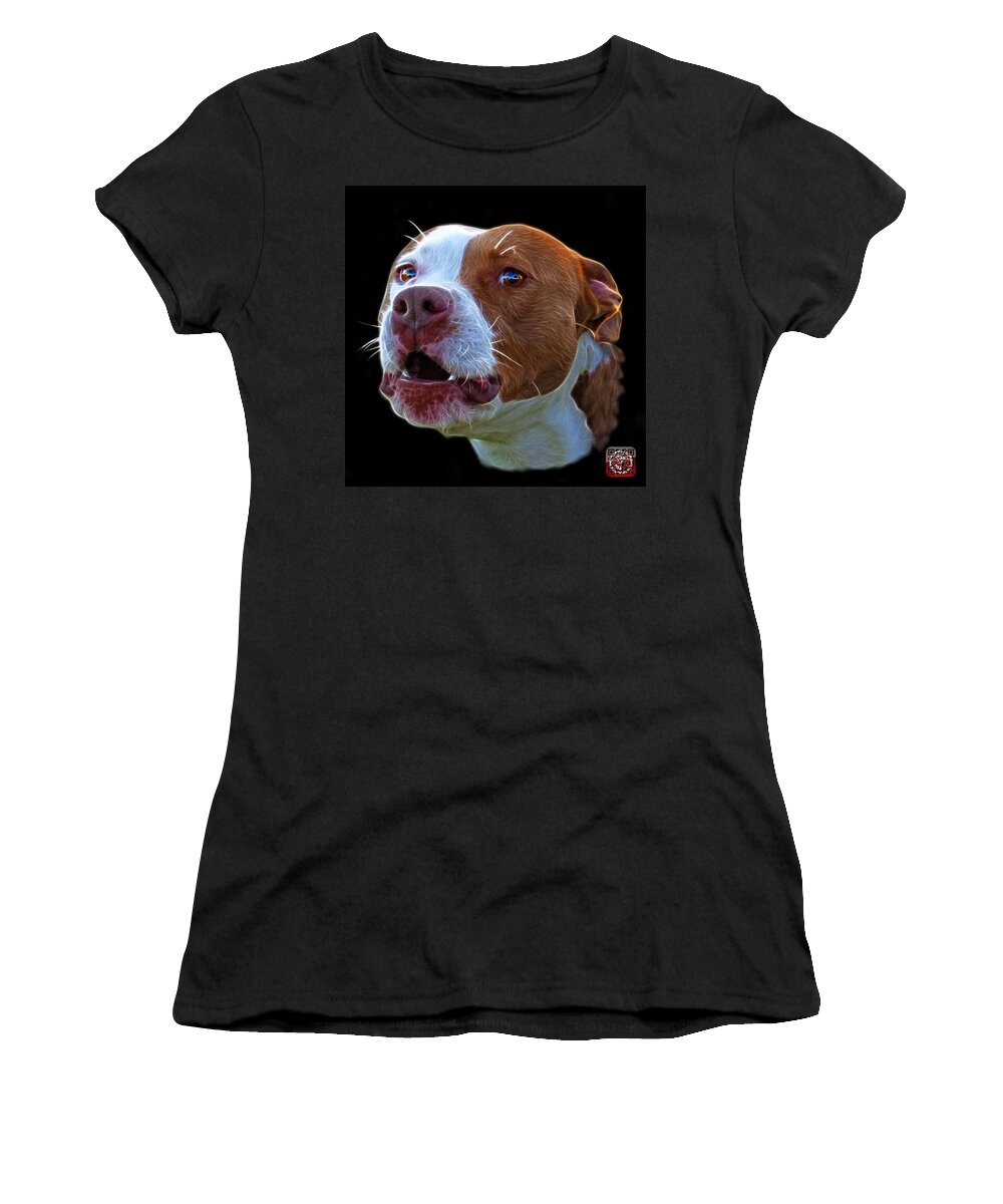 Dog Art Women's T-Shirt featuring the mixed media Pitbull 7769 - Bb - Fractal Dog Art by James Ahn