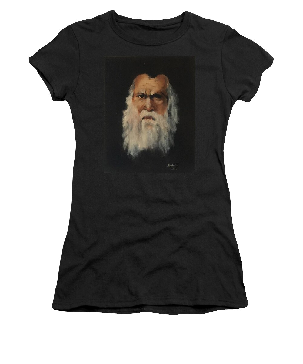 Art Women's T-Shirt featuring the painting Portrait Of An Old Man by Ryszard Ludynia
